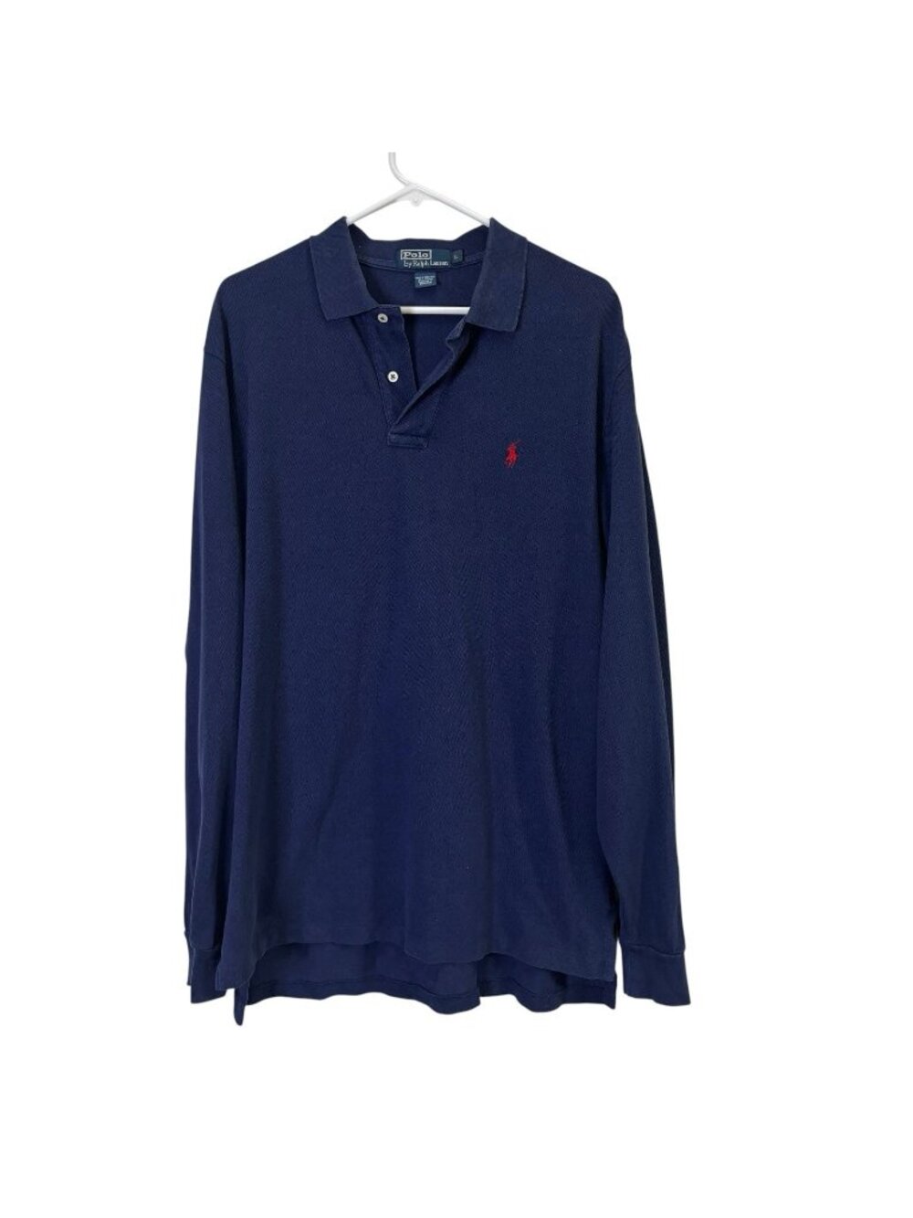 Vintage POLO Ralph Lauren Long Sleeve Polo Shirt Large Navy Blue